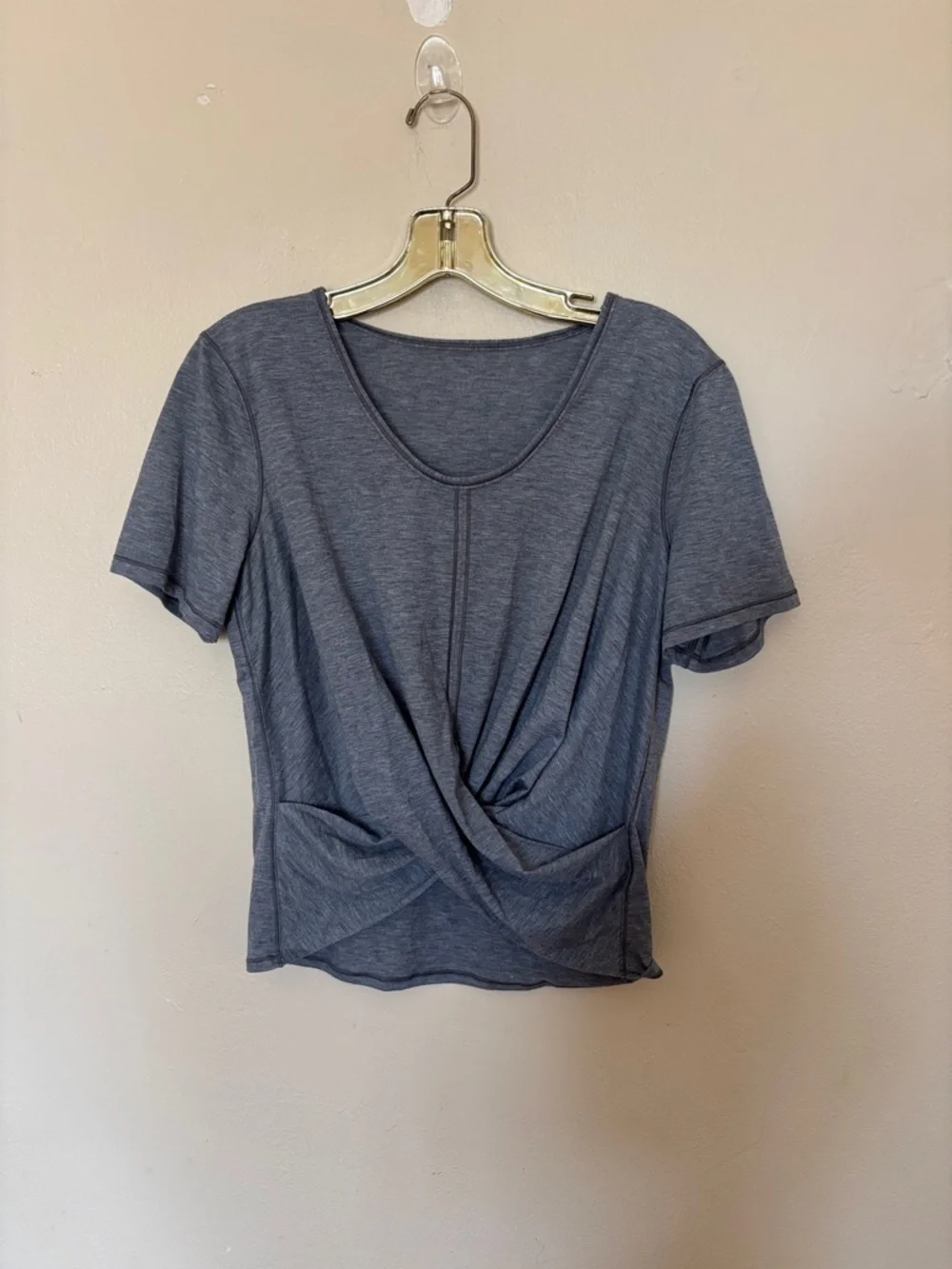 lululemon athletica Heathered Gray Twist-Front Short Sleeve Top